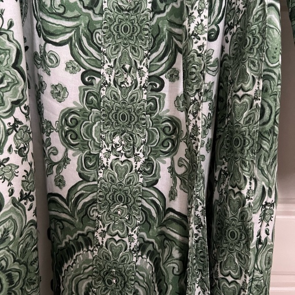 Anthropologie Green and White Long Sleeve Dress - Picture 7 of 7